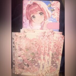 1 Pink Sakura Anime A5 Binder and Floral Inserts